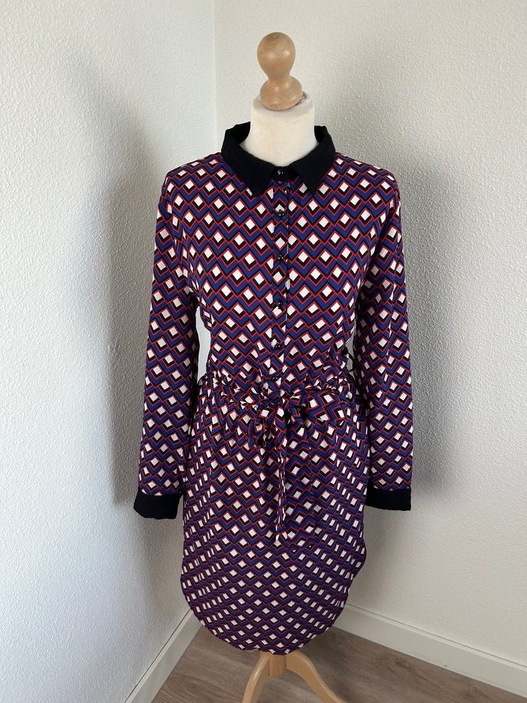 Smashed Lemon maat 40 L retro polo jurk 1841, Kleding | Dames, Jurken, Zo goed als nieuw, Maat 42/44 (L), Rood, Knielengte, Ophalen of Verzenden