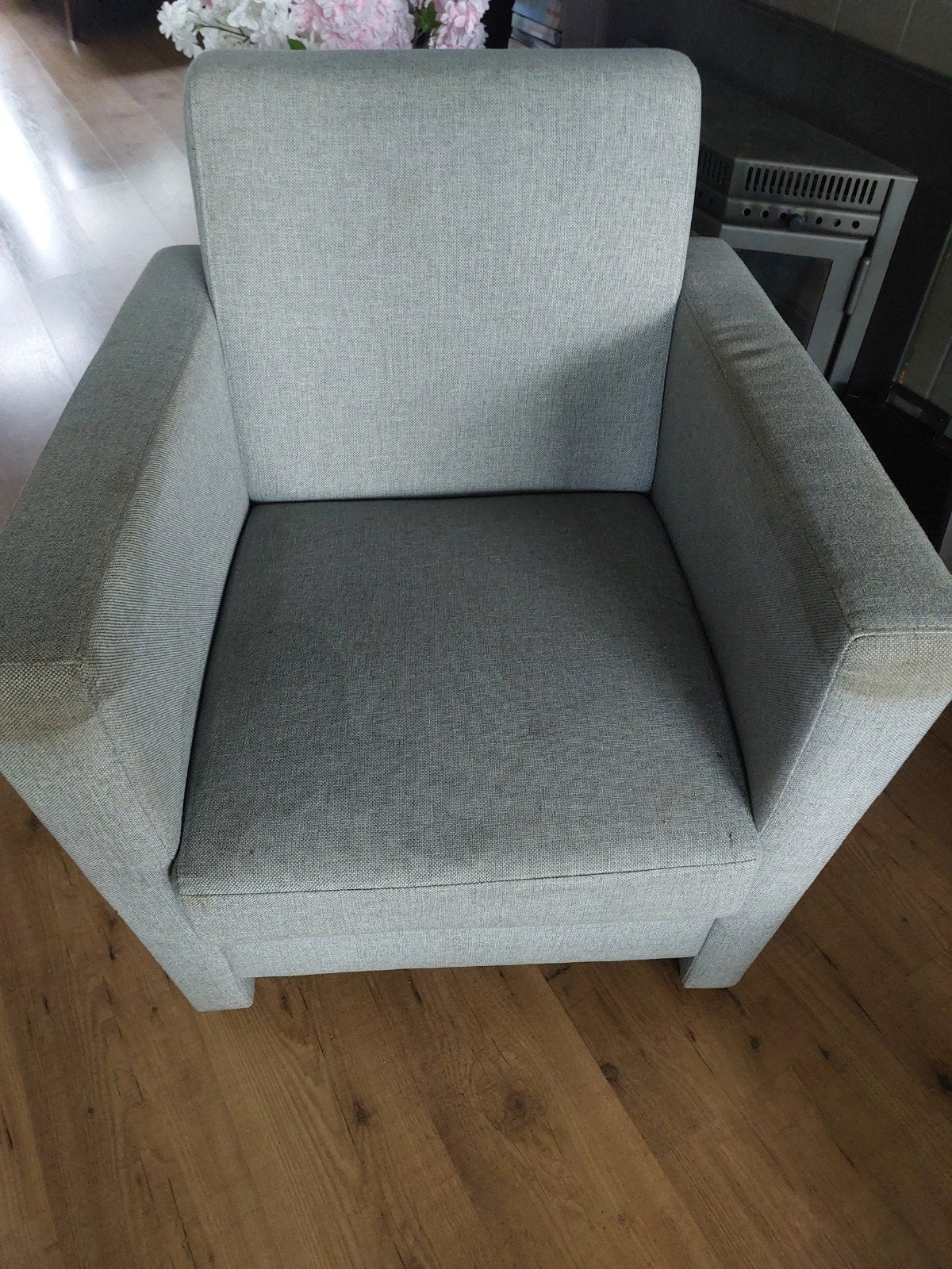 Twee grijze stoelen,  Gratis, Huis en Inrichting, Stoelen, Ophalen, Gebruikt, Twee, Stof