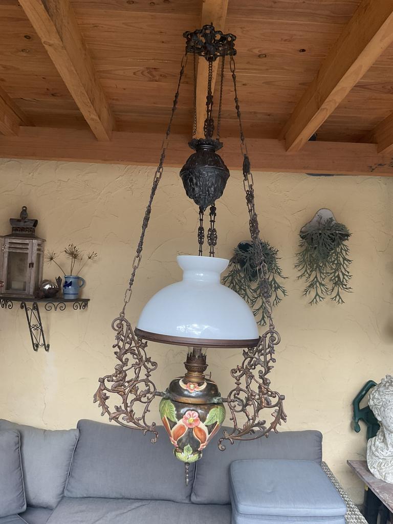 Antiek hangende olielamp, Antiek en Kunst, Ophalen