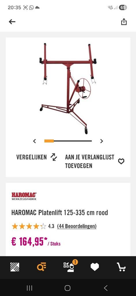 Platenlift 125-335 cm zgan, Doe-het-zelf en Verbouw, Ophalen