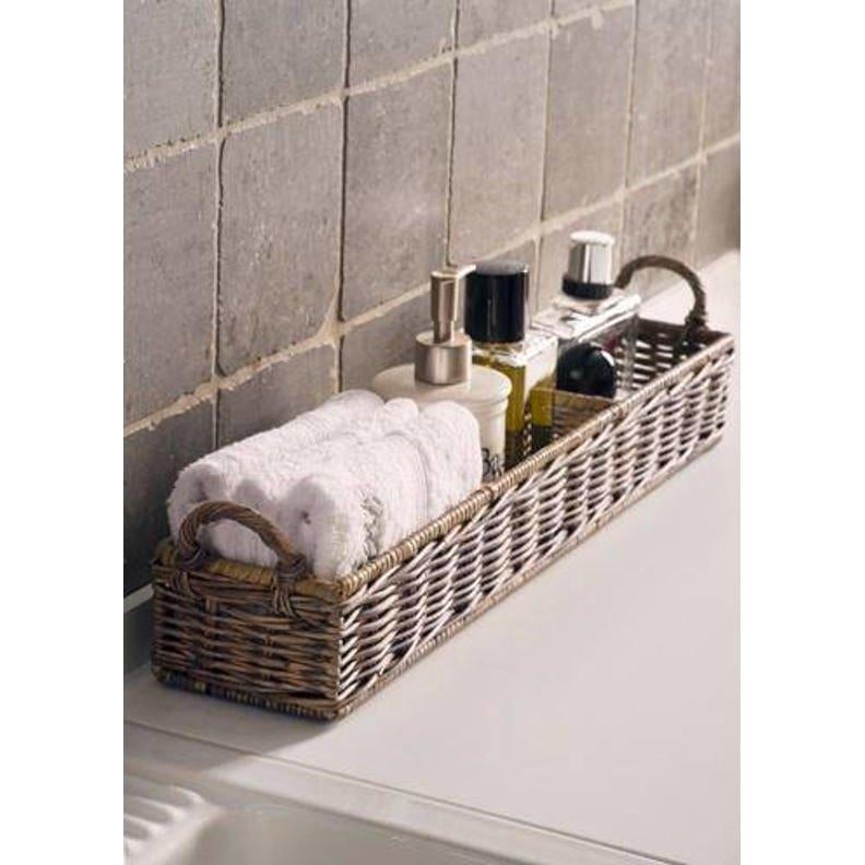 Riviera Maison Rattan Rectangular Basket/ 3 Vaks Mand, Mand, Verzenden, Zo goed als nieuw, Riet