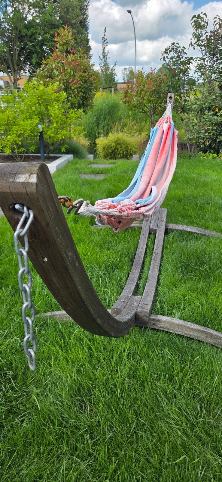 Comfortabele hangmat met standaard - LUILLAK, Tuin en Terras, Hangmatten, Ophalen, Gebruikt, Met standaard, Eenpersoons