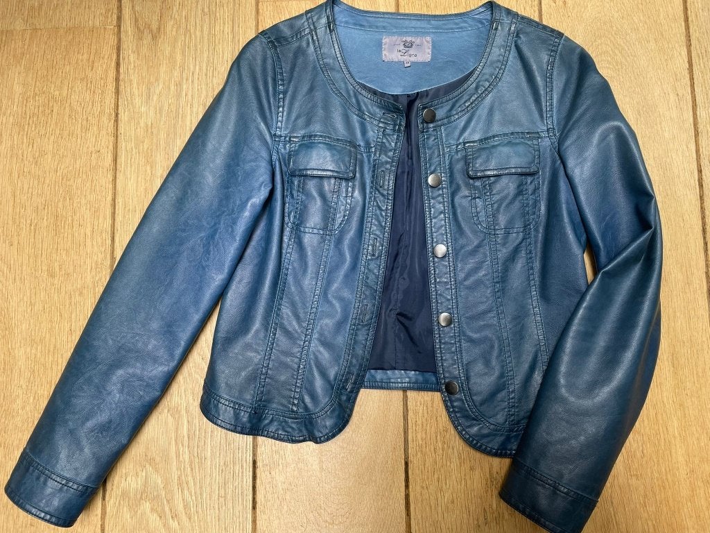 La Ligna blauw (nep)leren jasje, mt. 38, Maat 38/40 (M), Blauw, Ophalen of Verzenden, Zo goed als nieuw