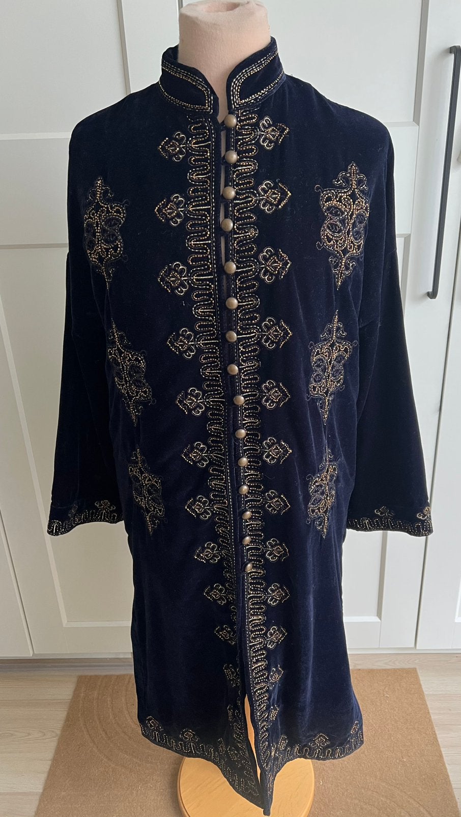 Blauw Fluwelen kaftan Zara, geborduurd, L, Maat 38/40 (M), Overige typen, Blauw, Ophalen of Verzenden
