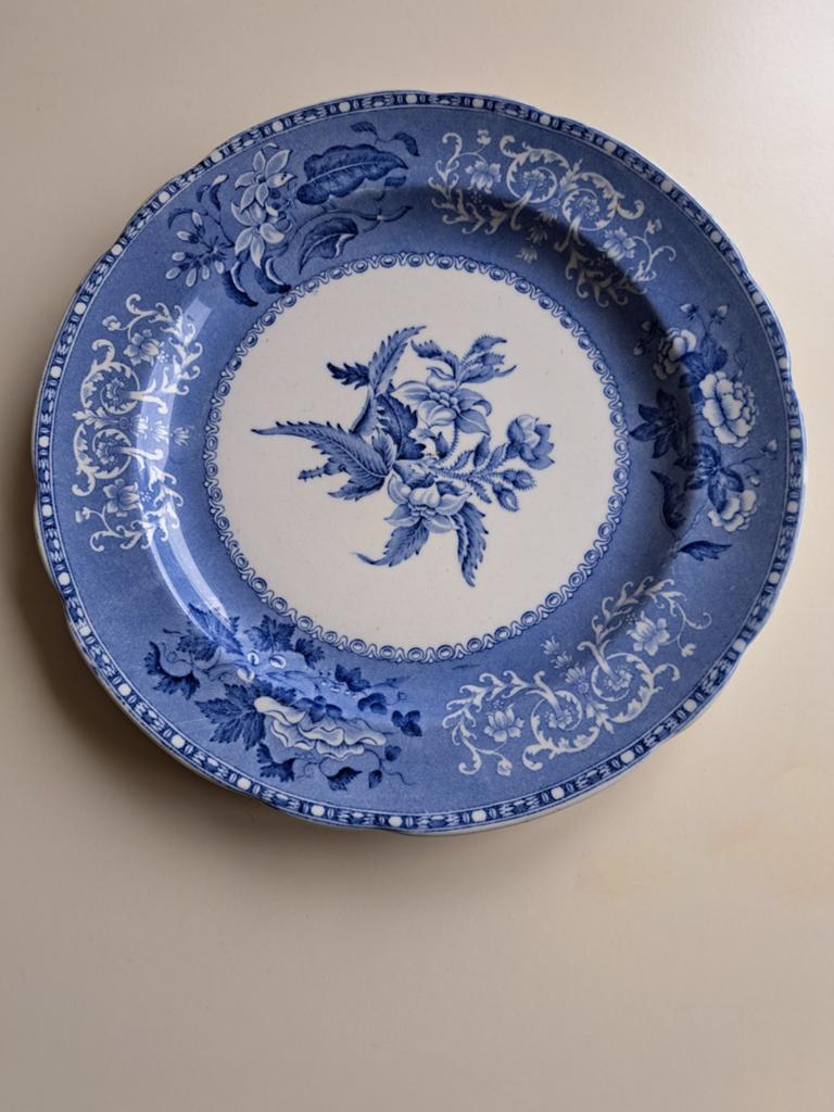 Antiek Spode Copeland Camilla bord, blauw-wit, Antiek en Kunst, Antiek | Servies los, Ophalen of Verzenden
