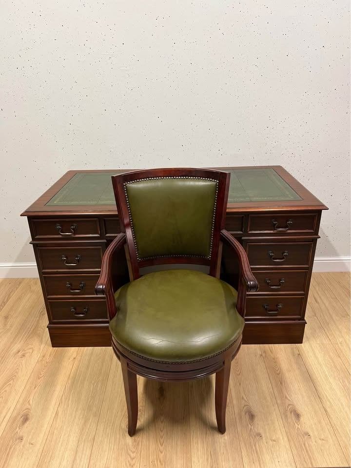 HELDENSE Executive Desk with Matching Leather Chair, Ophalen, Overige typen, Hout, 76 cm
