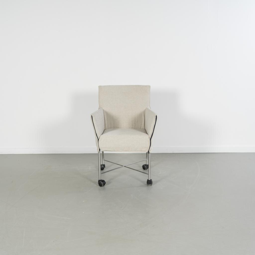 6x Montis Geraldine Eetkamerstoel Beige Stof - Chroom/Wielen, Niet ingevuld, Overige kleuren, Niet ingevuld, Ophalen of Verzenden