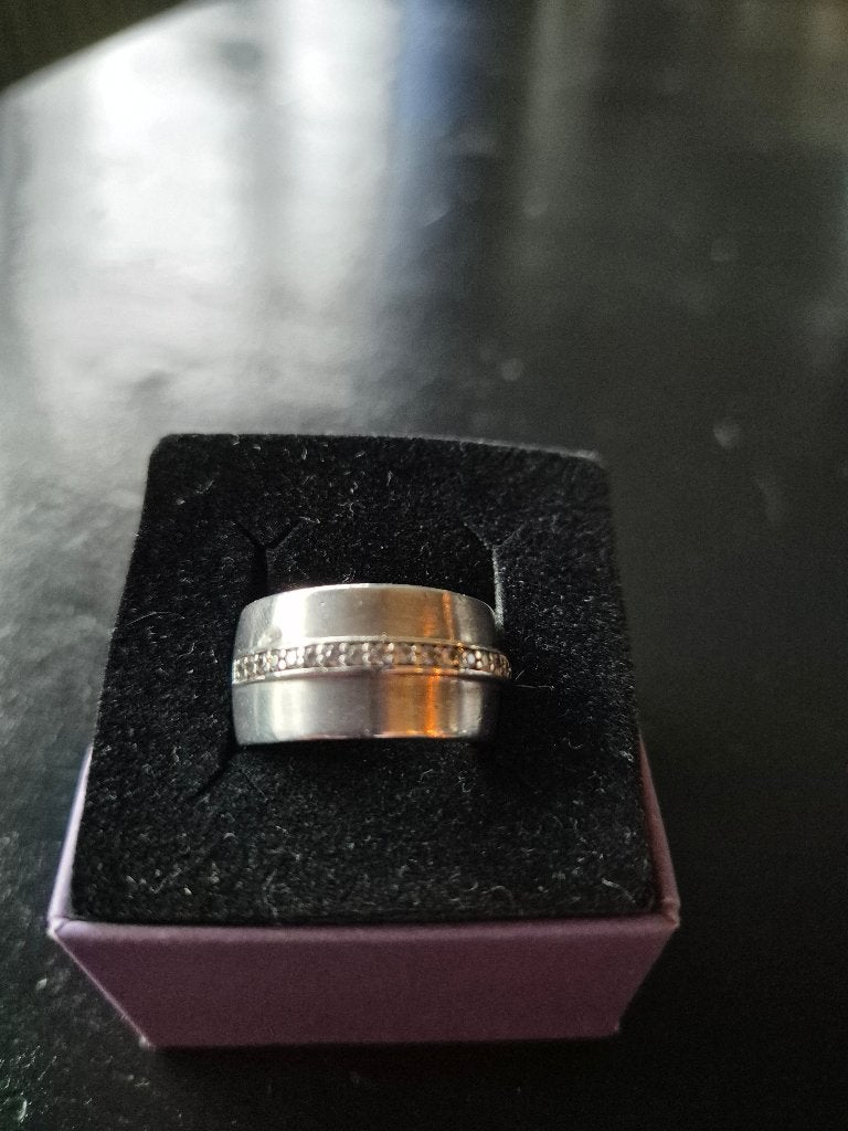 Zilveren ti sento ring m18, Met kristal, Ophalen of Verzenden, Zo goed als nieuw, 17 tot 18