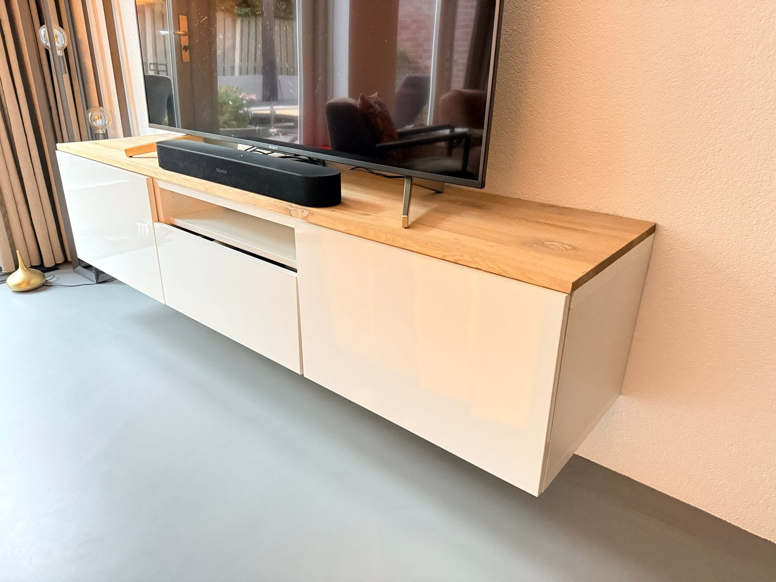 IKEA Besta 180x40x40 met eikenhouten blad, Ophalen, 150 tot 200 cm, Eikenhout, Zo goed als nieuw