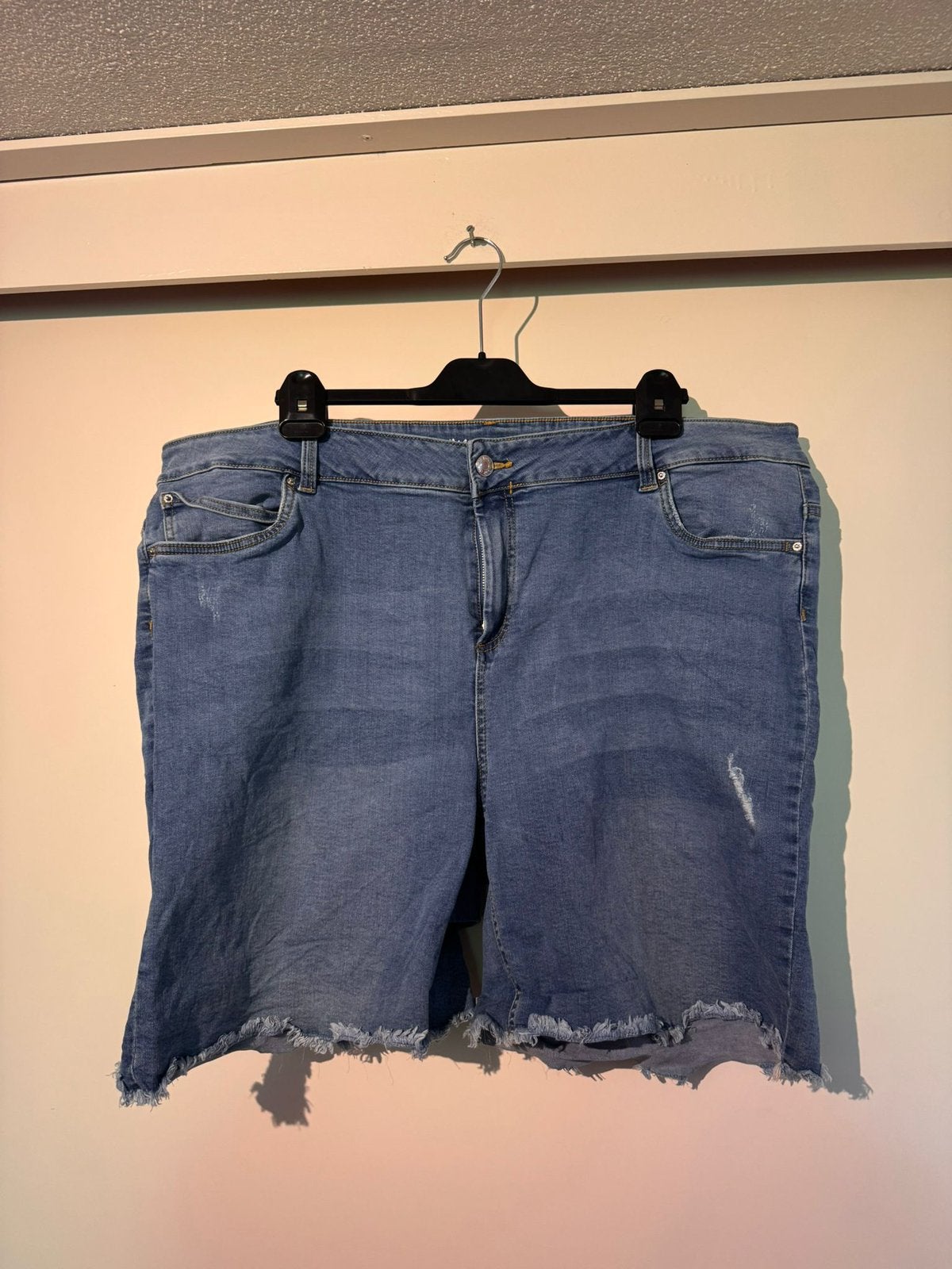Korte spijkerbroek van ms mode maat 54, Ophalen of Verzenden, Zo goed als nieuw, Blauw, Broek of Spijkerbroek