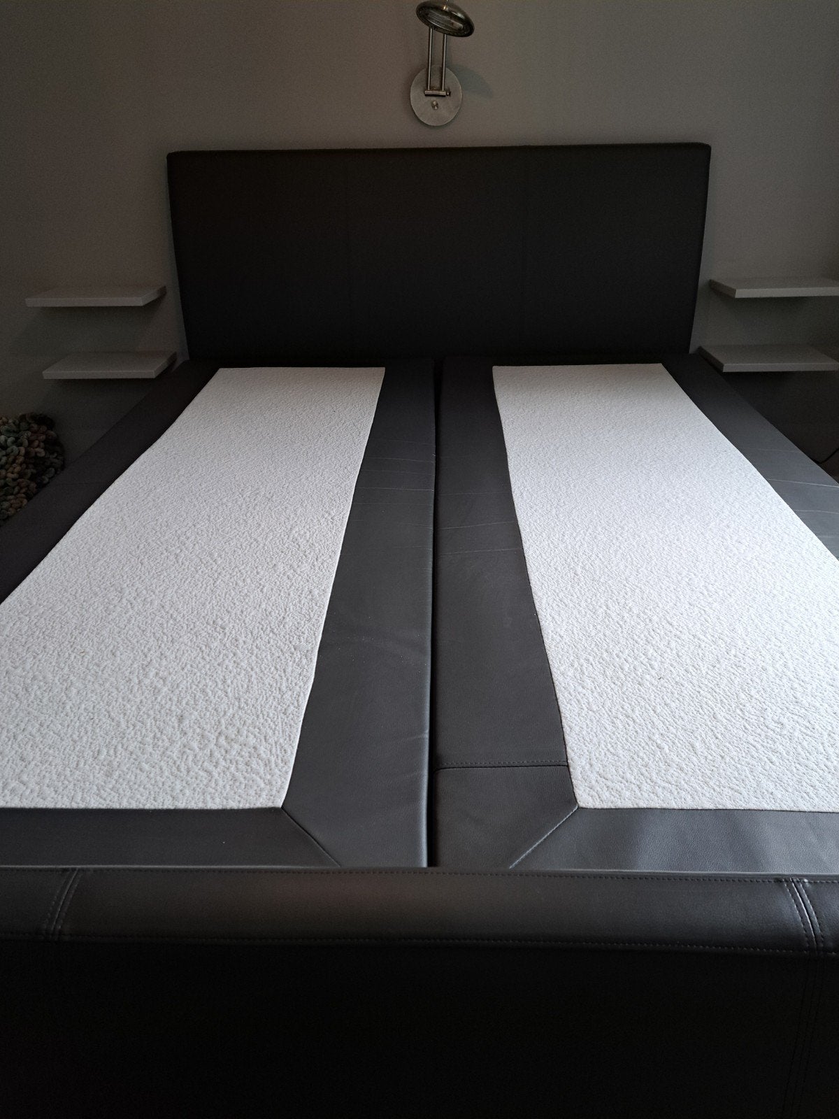Boxspring leerlook 160x210 met elektrisch verstelbare bodem, Ophalen of Verzenden