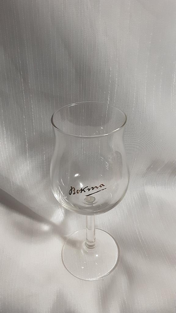 BOKMA glaasje op hoge voet, gouden letters, Ophalen of Verzenden, Zo goed als nieuw, Borrel- of Shotglas