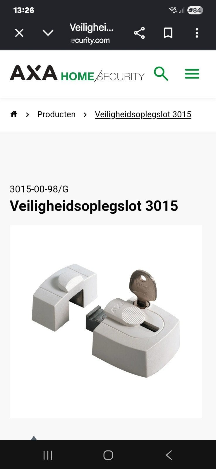 AXA Oplegslot 3015, Ophalen of Verzenden, Slot