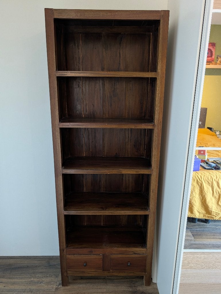 Boekenkast mangohout (2x), Ophalen, Met plank(en), 50 tot 100 cm, Zo goed als nieuw