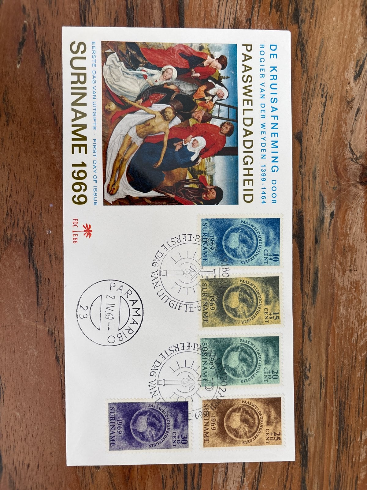 Suriname 1969 Eerste Dag Uitgifte - Paaswelddadigheid, Ophalen of Verzenden, Onbeschreven, Rest van de wereld
