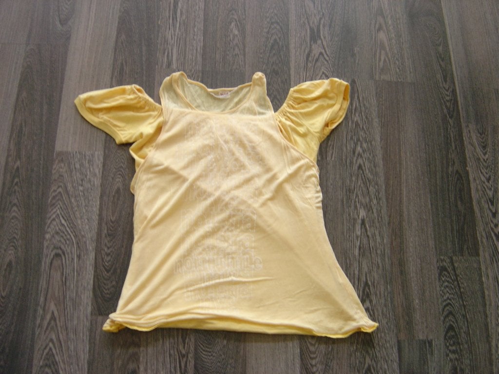 super dit damest-shirt met top erover ( maat XS ) NOLITA, Geel, Ophalen of Verzenden, Korte mouw, Maat 34 (XS) of kleiner