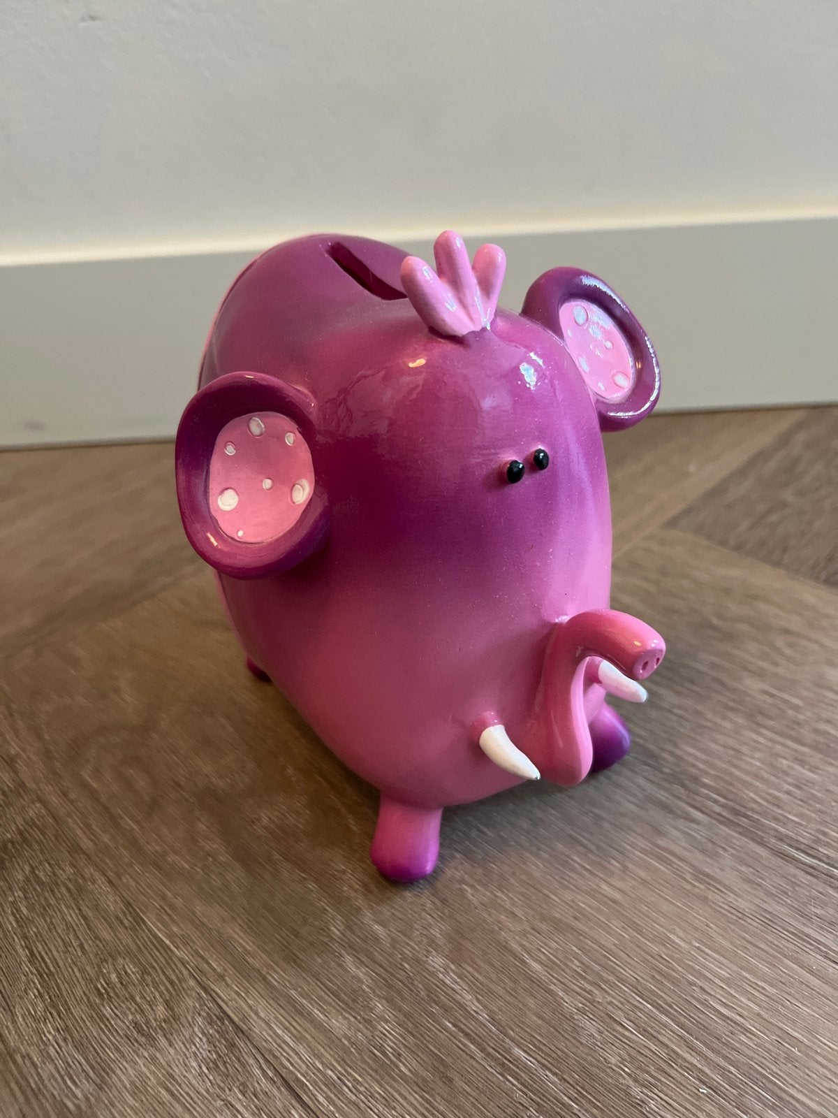 Leuke roze olifant spaarpot - perfect voor kinderkamer!, Ophalen of Verzenden, Gebruikt, Steen, Aardewerk of Keramiek, Dier