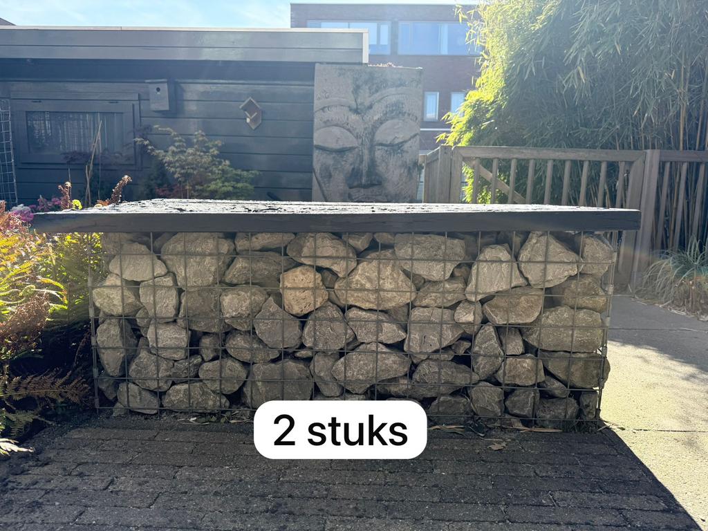 2x schanskorf / steenkorf tuinbank / tuinelement twv €900, Ophalen, Gebruikt, Overige typen