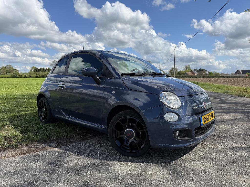 Fiat 500S 1.2  2013 Blauw, Auto's, Fiat, Voorwielaandrijving, 4 cilinders, 840 kg, Leder en Stof