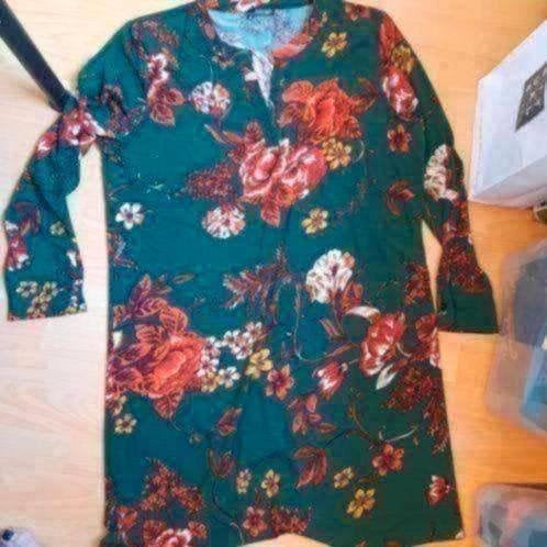 Groene jurk 42 norah, Verzenden, Maat 42/44 (L), Zo goed als nieuw, Onder de knie