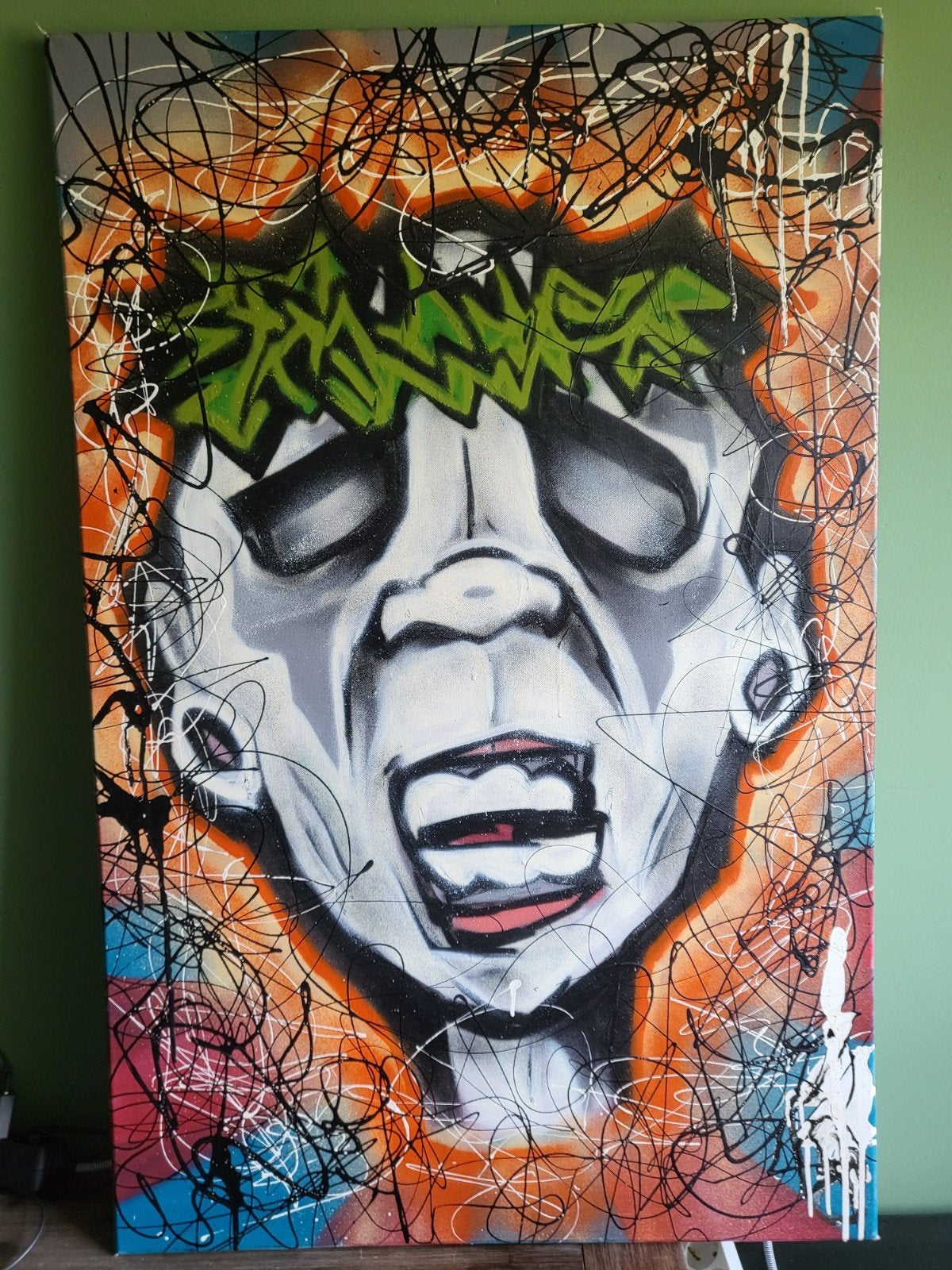 Uniek Graffiti Kunstwerk: Frankenstein Portret, Ophalen