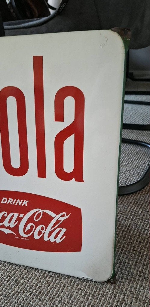 Mooi emaille reclamebord voor Coca-Cola, Langcat Bussum., Reclamebord, Gebruikt, ., Ophalen of Verzenden