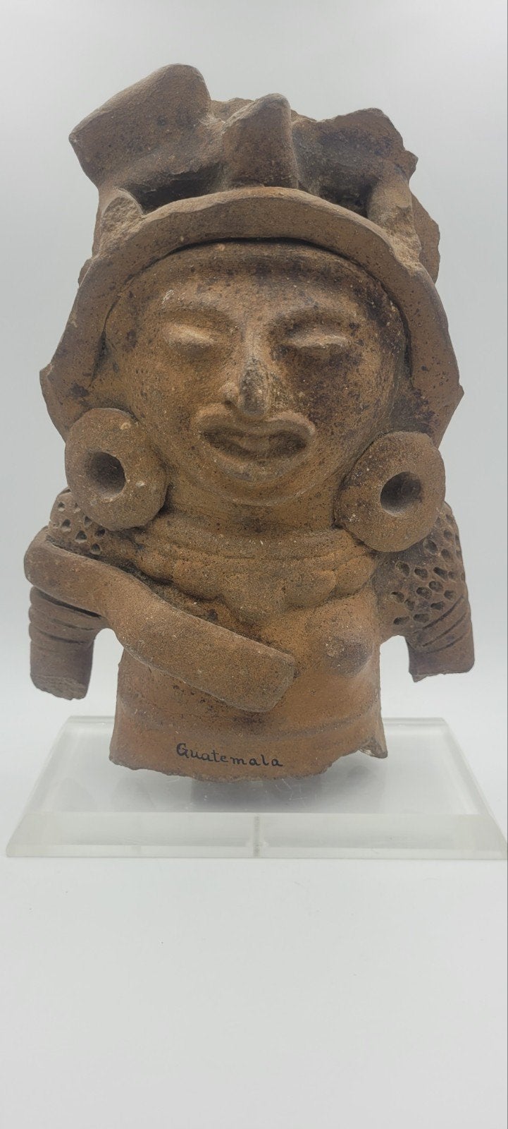 Grote Pre-Columbiaanse Terracotta Maya Buste uit Guatemala, Antiek en Kunst, Ophalen of Verzenden