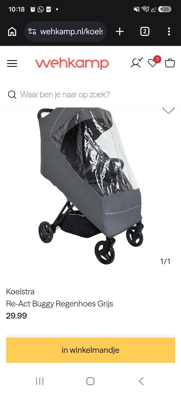 Koelstra Buggy  Regenhoes, Ophalen