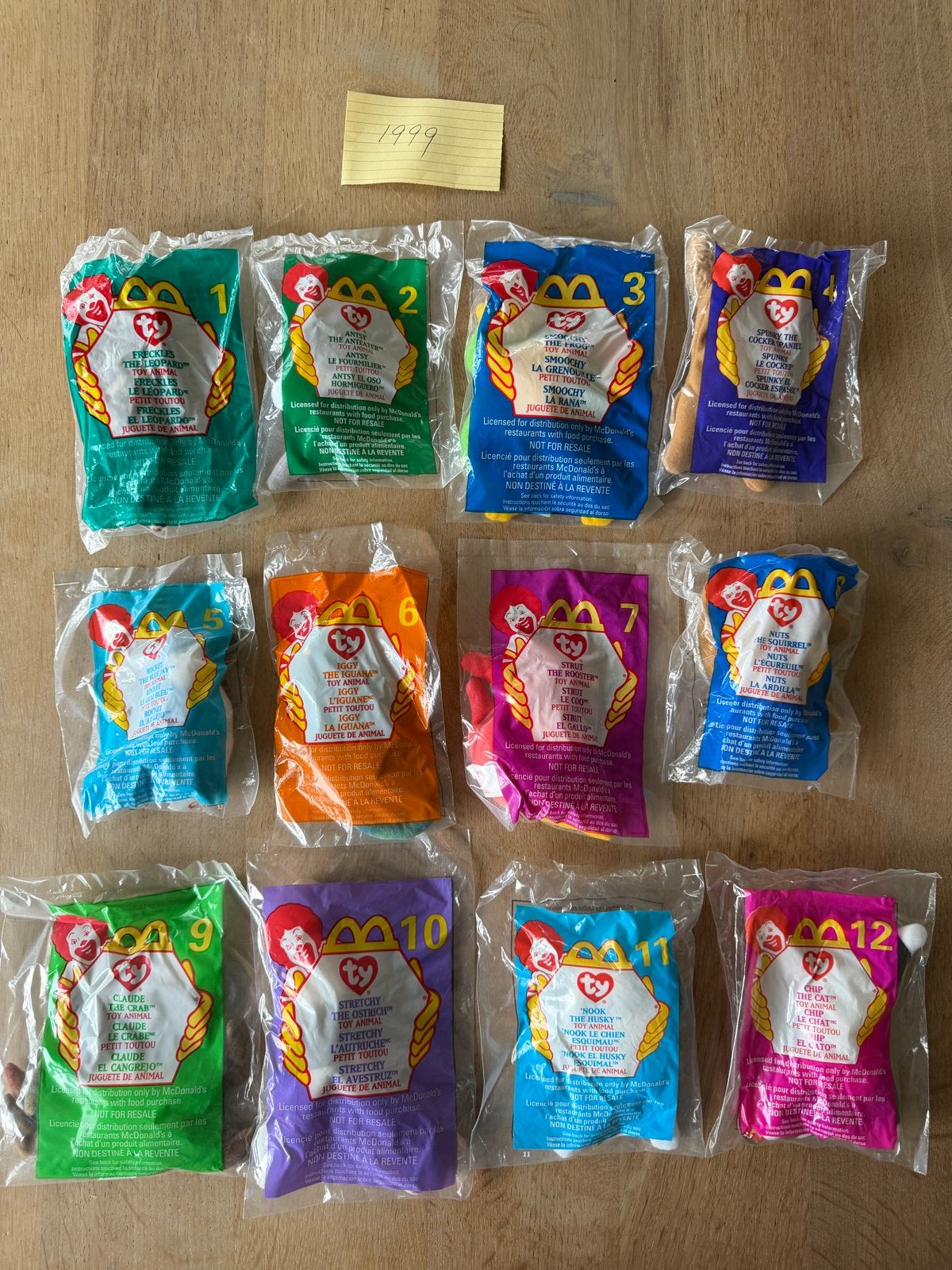 USA McDonald's Ty Beanie Babies uit 1999 - Complete set, Kinderen en Baby's, Ophalen of Verzenden, Nieuw, Met label, Ty