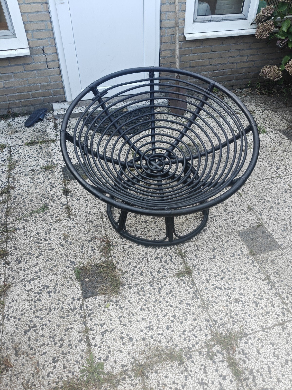 Zwarte Papasan stoel - Comfortabele rotan fauteuil, Huis en Inrichting, Stoelen, Ophalen, Modern, Bohemian, Zwart, Riet of Rotan