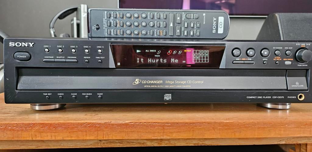 Sony CDP-CE575 - 5CD wisselaar met CD text, Ophalen of Verzenden, Zo goed als nieuw, Sony, Wisselaar