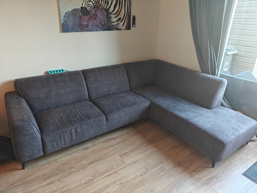 Comfortabele Hoekbank - Grijs Stof, Huis en Inrichting, Ophalen, 250 tot 300 cm, Gebruikt, Hout