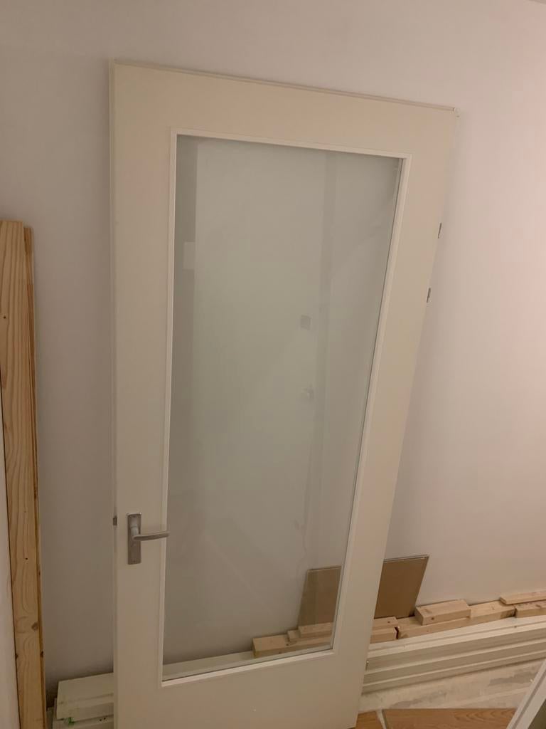 Binnendeur 230x93 met glas, Doe-het-zelf en Verbouw, Deuren en Horren, Ophalen, Gebruikt, 80 tot 100 cm, 215 cm of meer