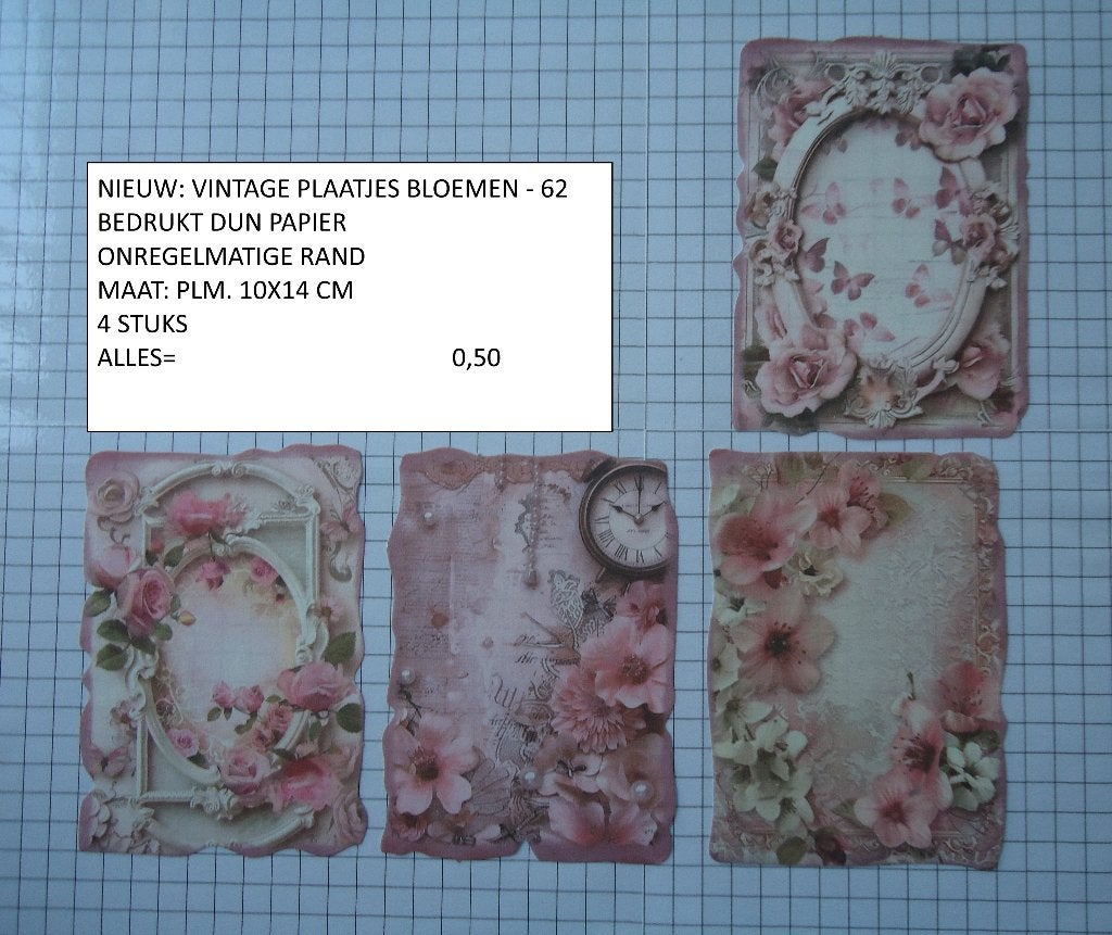 ⚠️nu 0,35: vintage plaatjes bloemen 62 ( alleen verzenden, Hobby en Vrije tijd, Scrapbooking, Ophalen, Nieuw, Papier of Karton