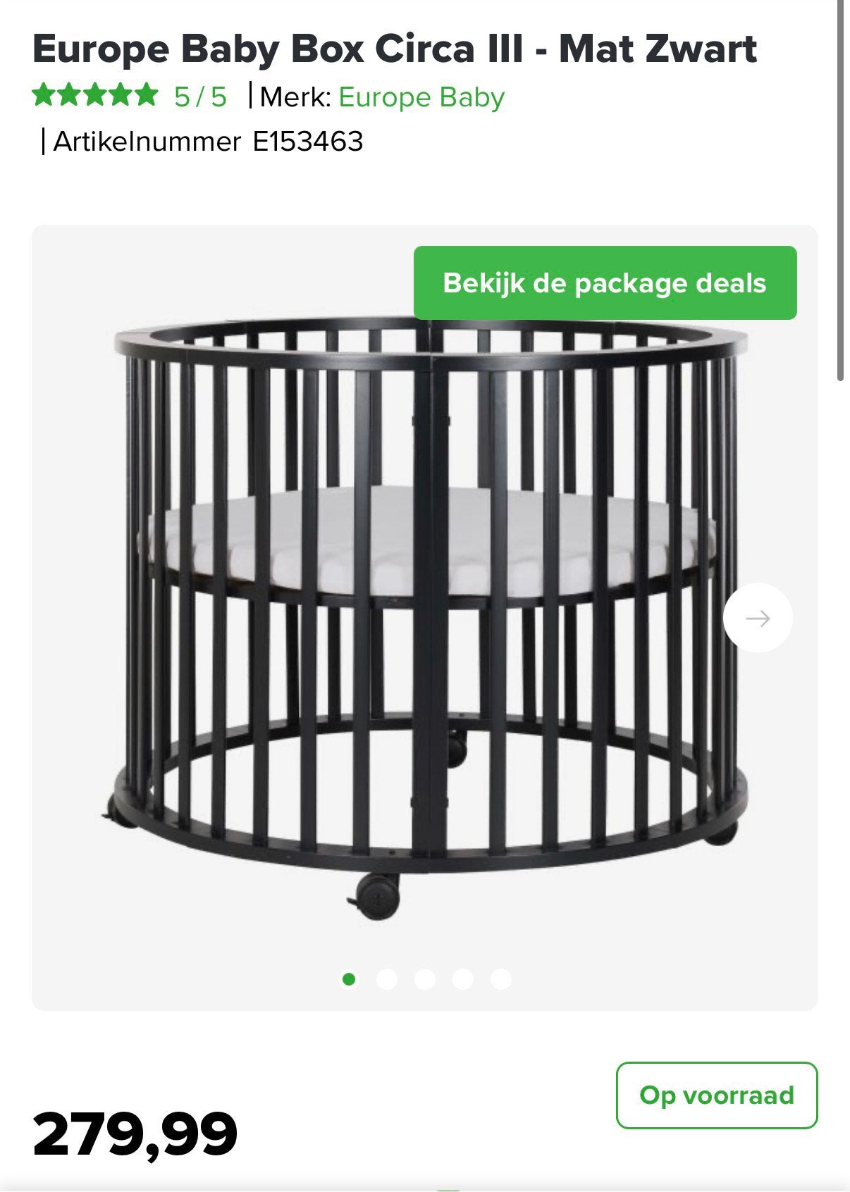 Ronde baby box zwart, Ophalen, Zo goed als nieuw, Rond