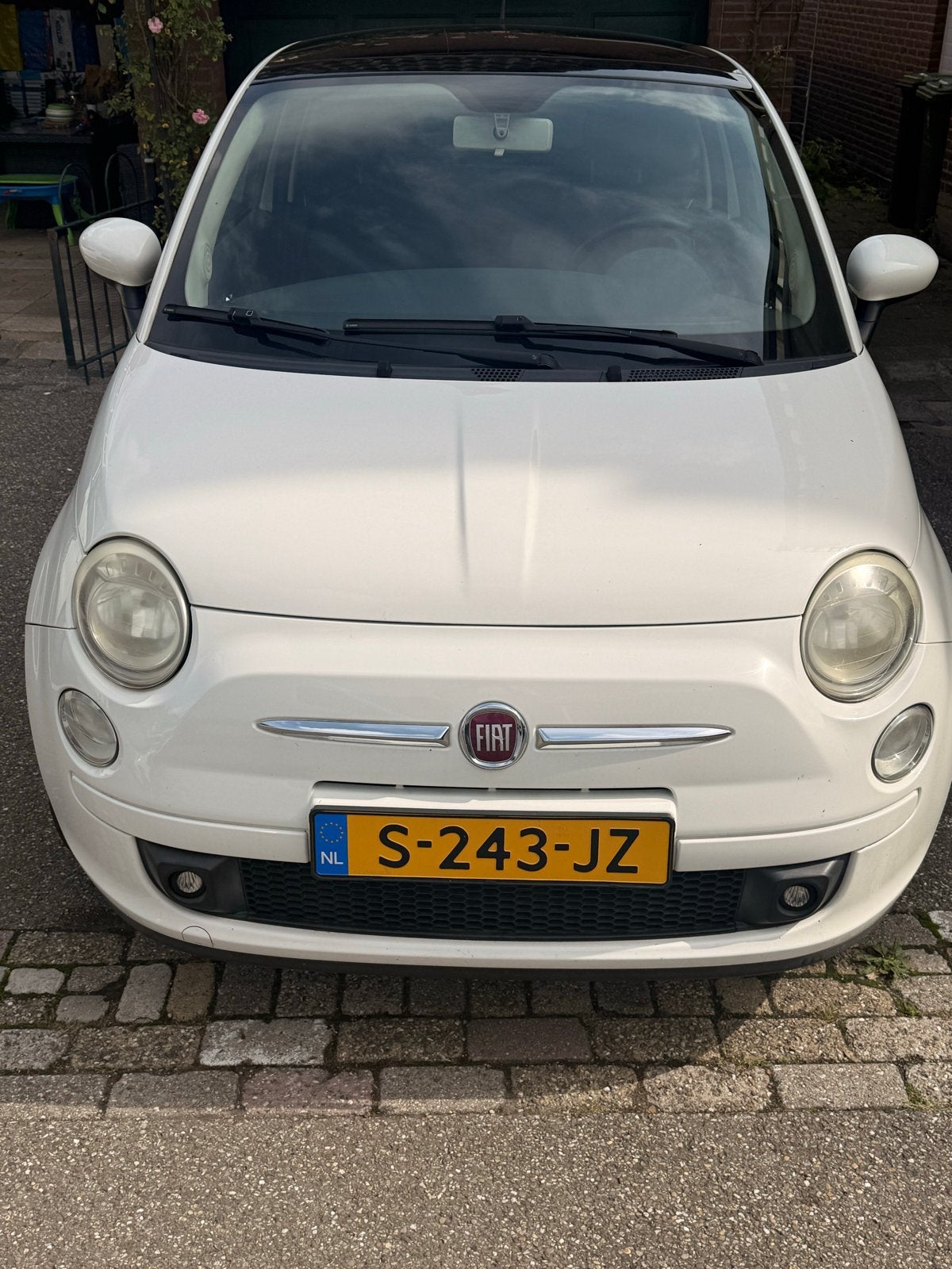 Fiat 500 1.4 16V 73KW C 2008 Wit, Auto's, Fiat, Voorwielaandrijving, Zwart, 4 cilinders, 100 pk