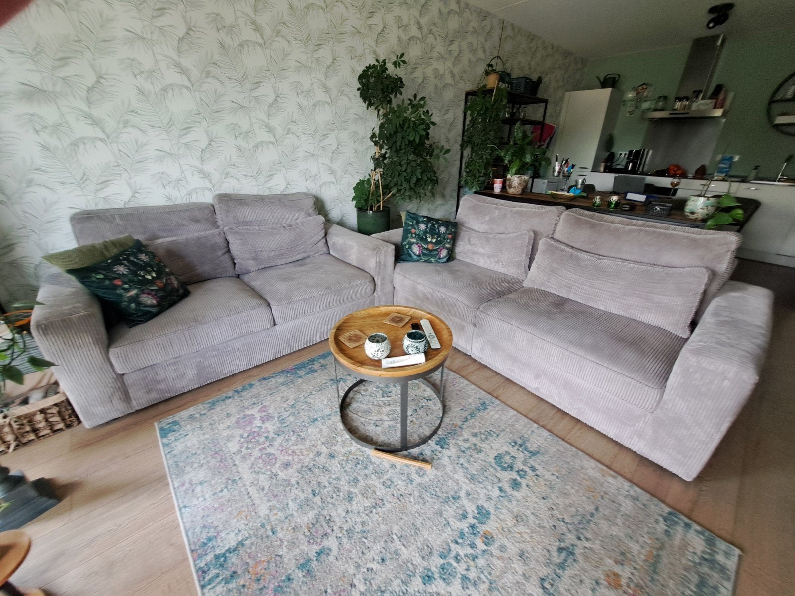 Ribcord bankstel, Huis en Inrichting, Banken | Bankstellen, Ophalen, Zo goed als nieuw, 75 tot 100 cm, Stof