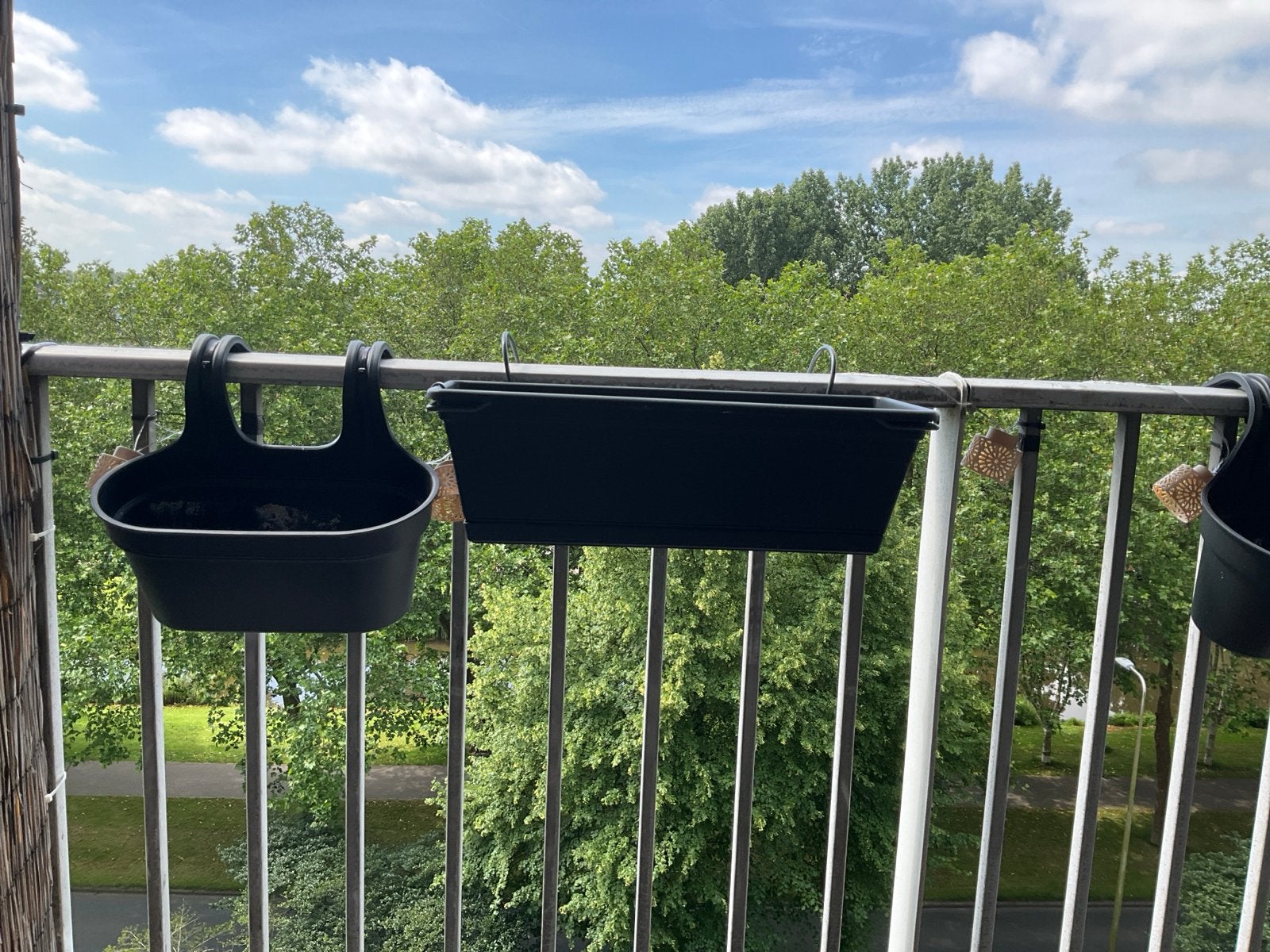 Set van 5 zwarte plantenbakken: 3 smal, 2 lang, Ophalen, Kunststof, Gebruikt, Minder dan 30 cm