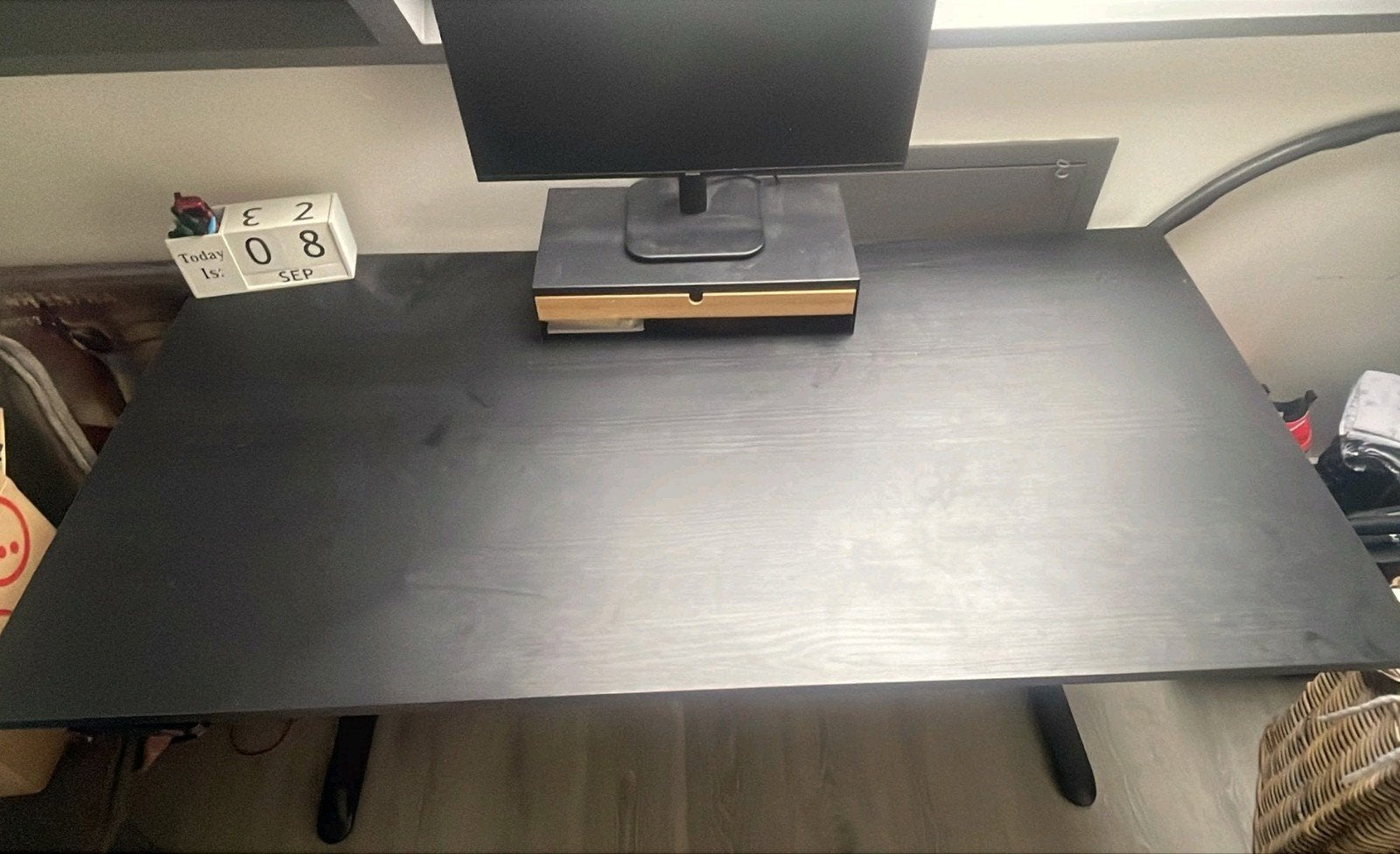 Zit/Sta Bureau met Zwart Bureaublad, Huis en Inrichting, In hoogte verstelbaar, Zo goed als nieuw, Overige merken, 60 cm