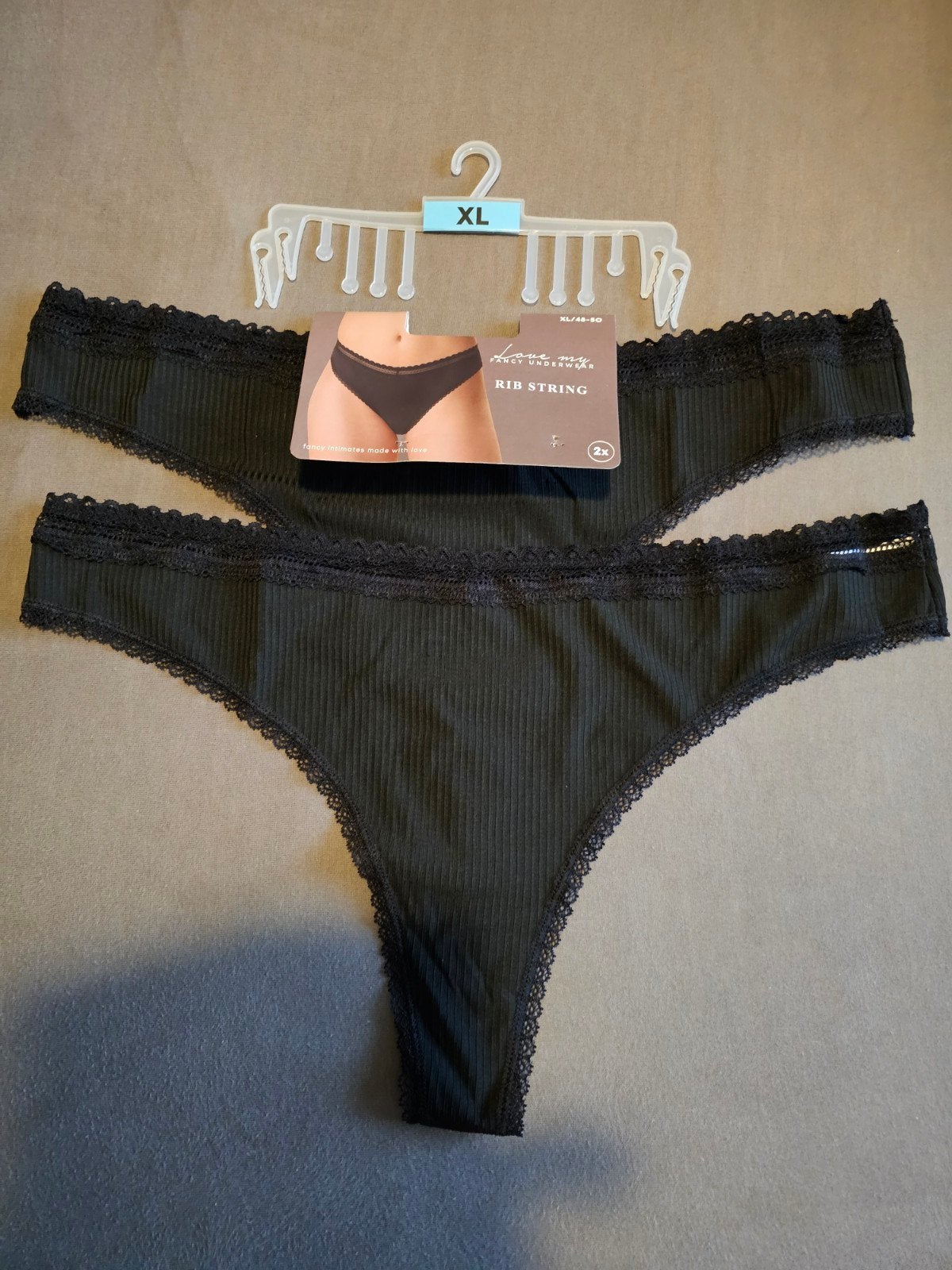 dames string, zwarte string, set strings, xl, maat 48, 50, Ophalen of Verzenden, Zwart, String
