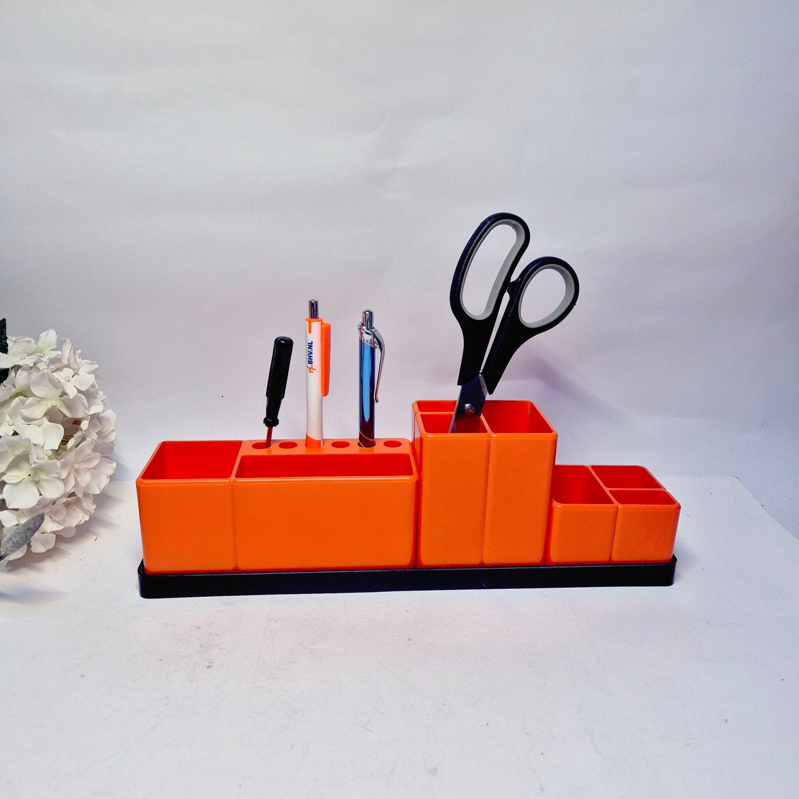 Retro oranje pennenbak bureauorganizer, Ophalen of Verzenden, Huis en Inrichting