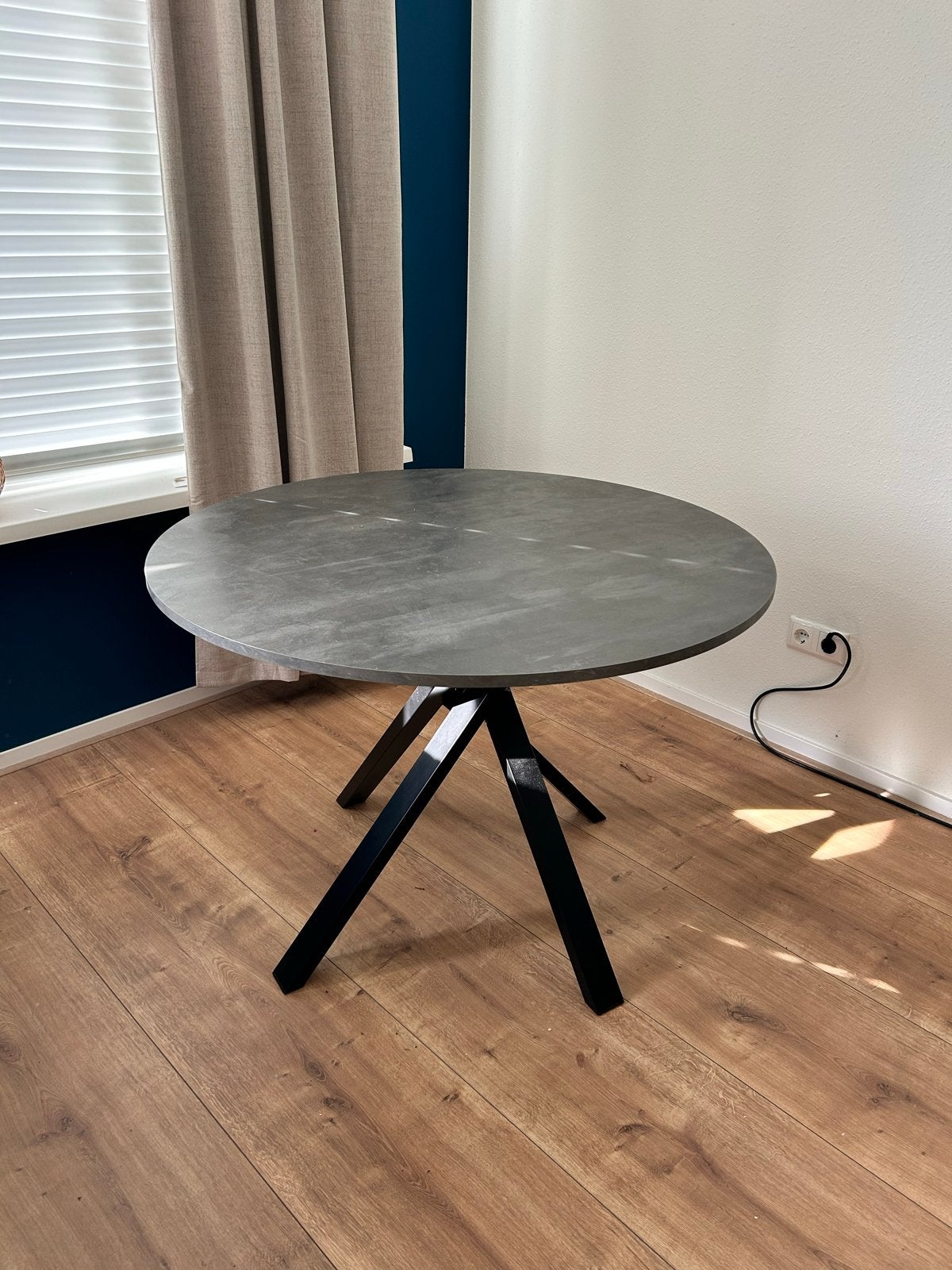 Ronde marmerlook eettafel, 100 tot 150 cm, Rond, Ophalen of Verzenden, Zo goed als nieuw