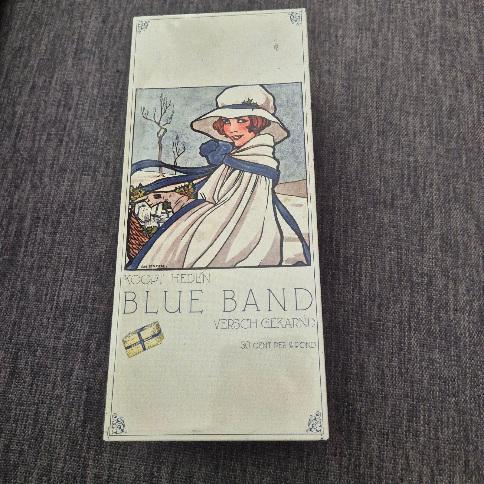 Vintage Blue Band Honingkoek Blik - Zeldzaam Design, Ophalen of Verzenden