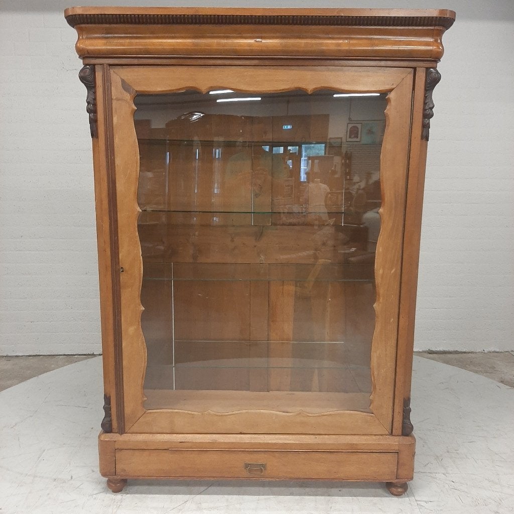 Mooie vitrinekast met 4 glasplaten en 1 grote glazen deur, Ophalen, Gebruikt, 50 tot 100 cm, Nvt