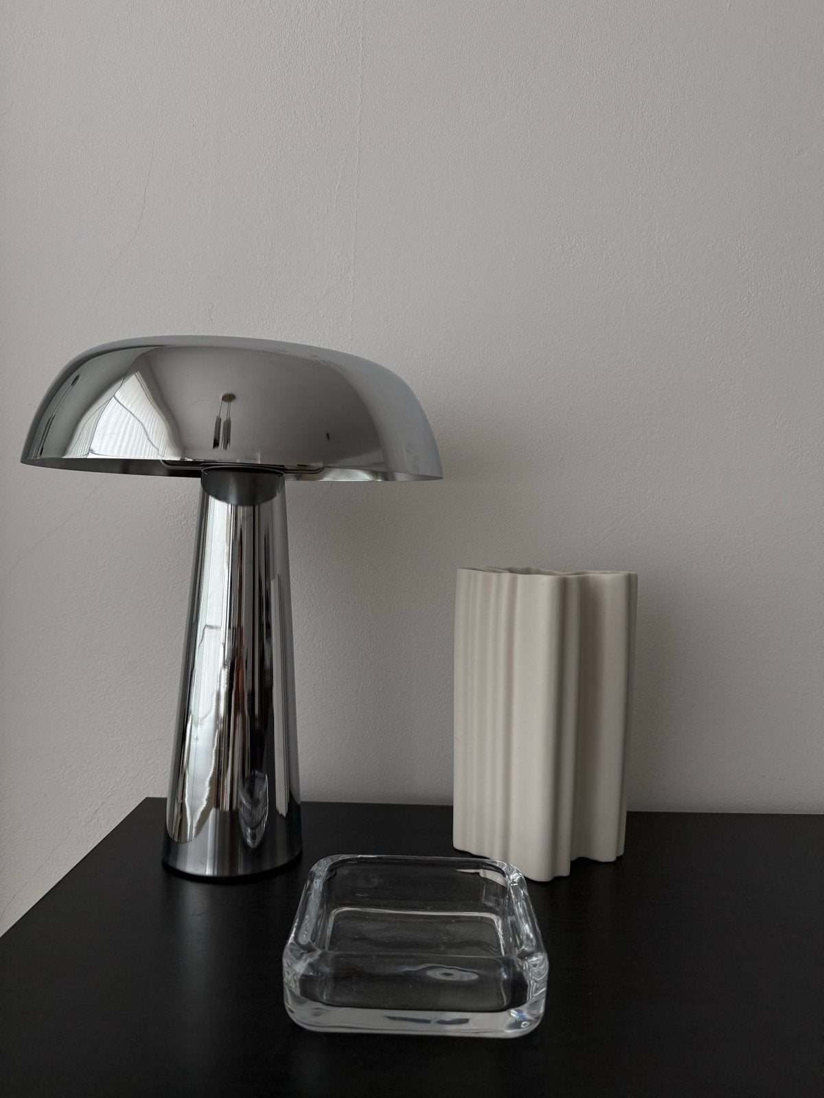 Kwantum Tafellamp Dani - Chroom Zilver RVS - Paddenstoel, Huis en Inrichting, Lampen | Tafellampen, Ophalen, Met schakelaar, Paddenstoellamp