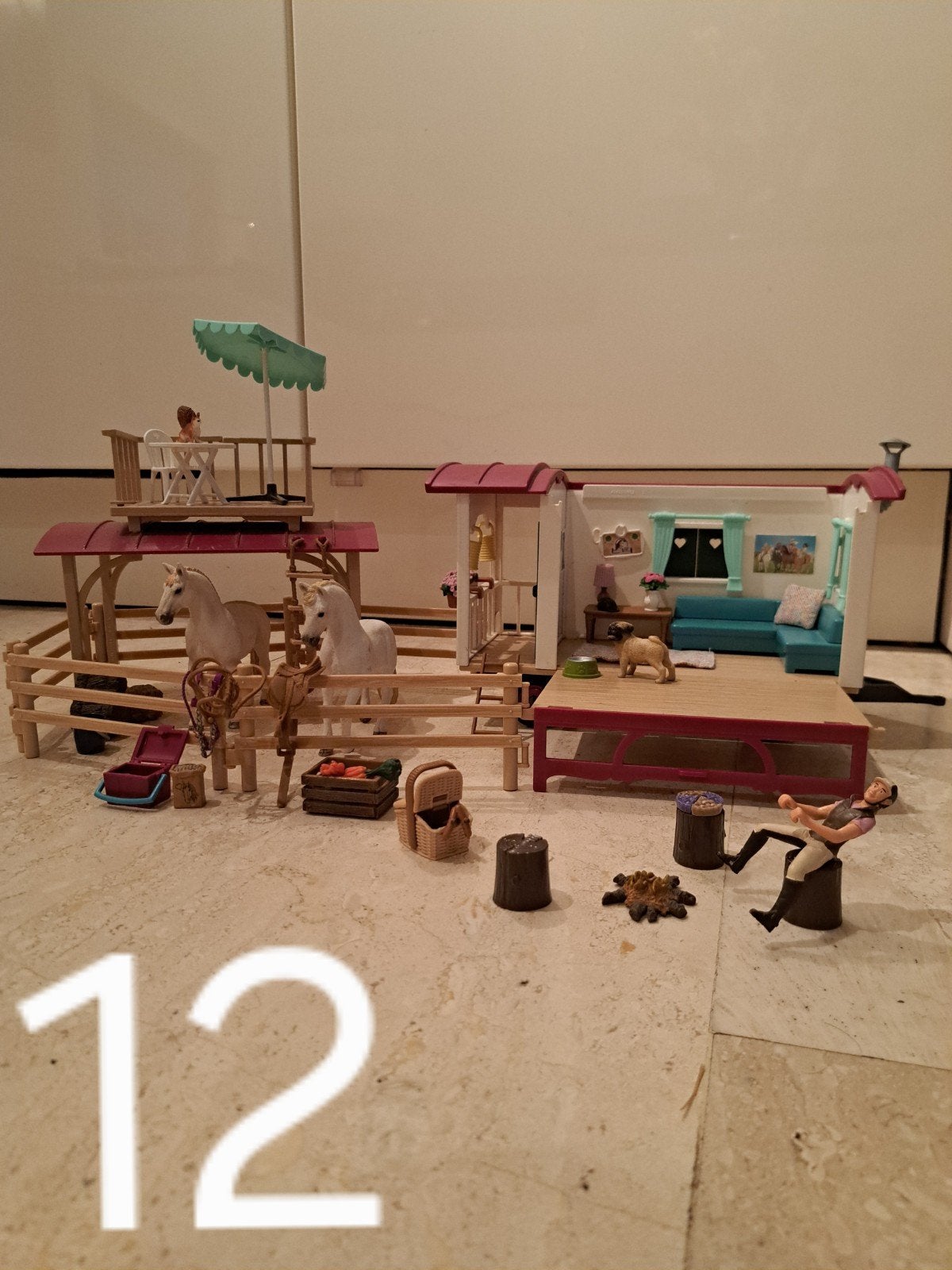 schleich caravan met paarden en nog veel meer accessoires, Ophalen, Gebruikt
