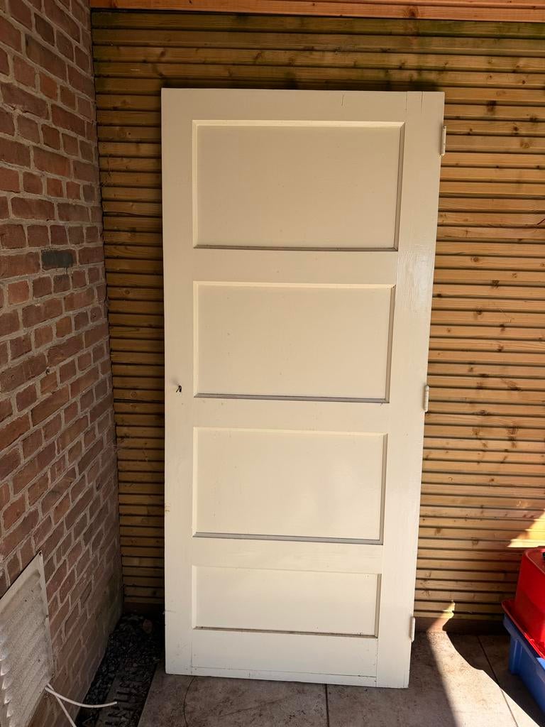 Oude binnendeur, wit, paneeldeur, Doe-het-zelf en Verbouw, Deuren en Horren, Ophalen, Gebruikt, 80 tot 100 cm, Binnendeur