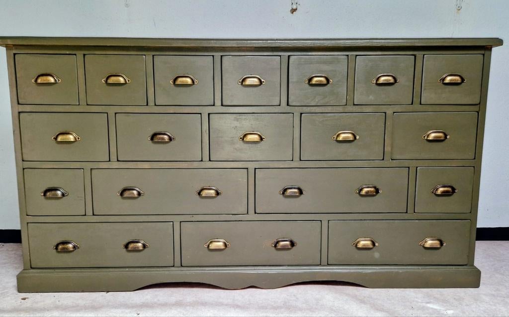 Vintage apothekerskast ladekast, Ophalen, Gebruikt, 5 laden of meer, Minder dan 100 cm