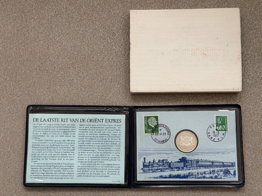 Last Run of Orient Express Zilveren munt 1977, Verzamelen, Spoorwegen en Tramwegen, Zo goed als nieuw, Trein, Overige typen, Ophalen