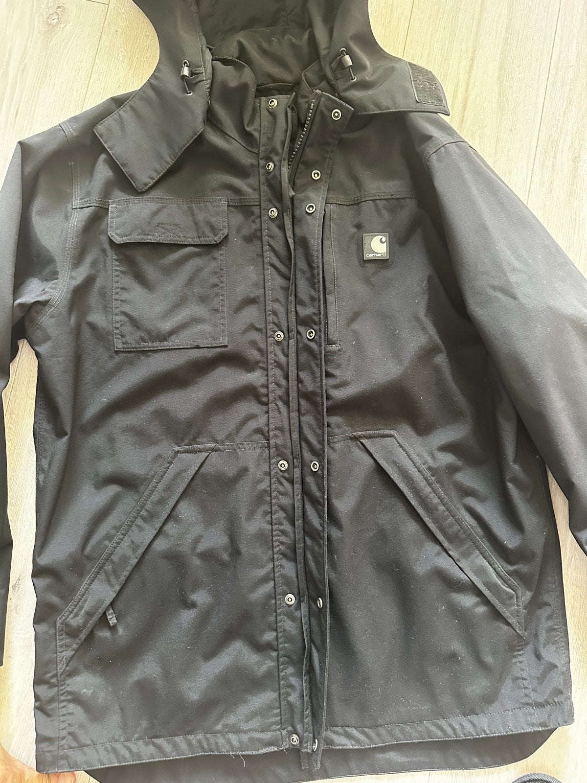 Carhartt Zwarte Jas Maat M - voelt als maat L, Ophalen of Verzenden, Zo goed als nieuw, Maat 48/50 (M), Zwart